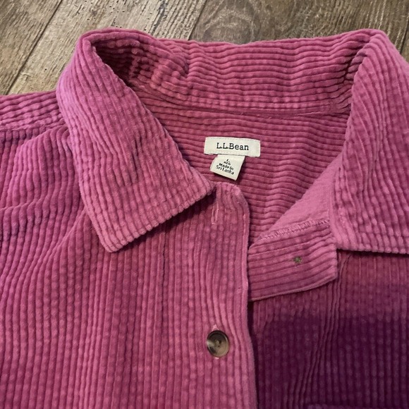 L.L. Bean Corduroy Shirt Jacket Shacket Pink Womens Large Cozy Cottage Core - Picture 4 of 5